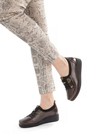 Artı-Artı001-7475-0051 Hakiki Deri Günlük Ortopedik  Kadın Kahverengi Ayakkabı