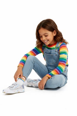 MİA KİDS-2401 🌈 Hologram 3D Kız Çocuk Cırtlı IŞIKLI GÜMÜŞ Sneakers