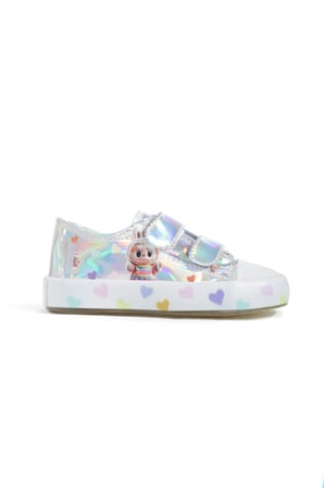 MİA KİDS-2401 🌈 Hologram 3D Kız Çocuk Cırtlı IŞIKLI GÜMÜŞ Sneakers
