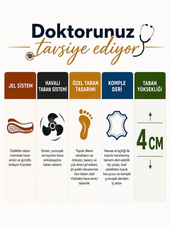Artı-Artı20/DR-0292 Hakiki Deri Kadın Günlük Topuk Dikeni Fonksiyonlu&Ortopedik ( Bağcıklı-Fermuarlı ) Siyah Bot
