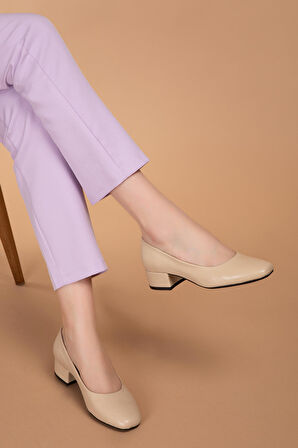 Gondol Hakiki Deri Topuklu Klasik Babet vdt.040