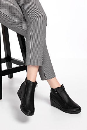 Gondol Kadın Hakiki Deri Çift Fermuarlı Kolay Giyim Bot esfa.2450