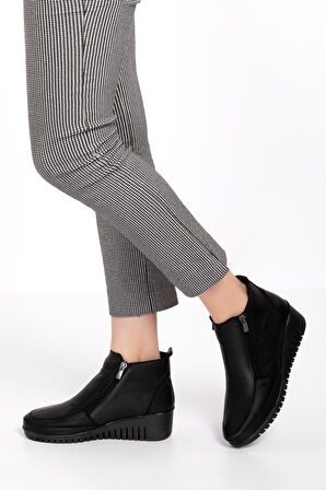 Gondol Kadın Hakiki Deri Çift Fermuarlı Kolay Giyim Bot esfa.2450