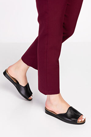 Gondol Kadın Hakiki Deri Şık Rahat Ev Terliği kayaş.132