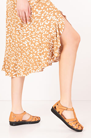 Gondol Hakiki Deri Hafif Taban Rahat Sandalet Ms.a88 - Taba - 40