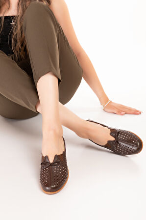 Gondol Hakiki Deri Ortopedik Taban Günlük Ayakkabı   esfa.2605 - Kahverengi - 39