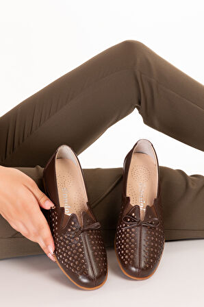 Gondol Hakiki Deri Ortopedik Taban Günlük Ayakkabı   esfa.2605 - Kahverengi - 41