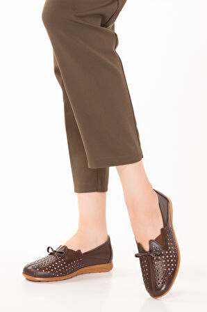 Gondol Hakiki Deri Ortopedik Taban Günlük Ayakkabı   esfa.2605 - Kahverengi - 41