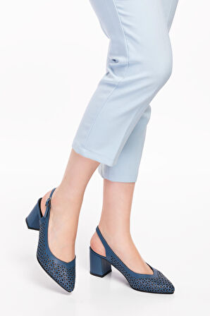 Gondol Hakiki Deri Lazer Kesim Şık Topuklu Ayakkabı şhn.876