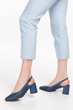 Gondol Hakiki Deri Lazer Kesim Şık Topuklu Ayakkabı şhn.876