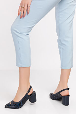 Gondol Hakiki Deri Yılan Desen Ayrıntılı Topuklu Ayakkabı şhn.0738