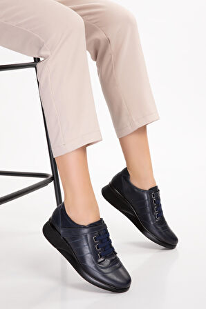 Gondol Hakiki Deri Anatomik Taban Rahat Lastik Bağcıklı Ayakkabı elnr.5806