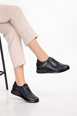 Gondol Hakiki Deri Anatomik Taban Rahat Lastik Bağcıklı Ayakkabı elnr.5806