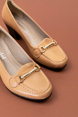 Gondol Hakiki Deri Rahat Klasik Topuklu Ayakkabı vdt.71