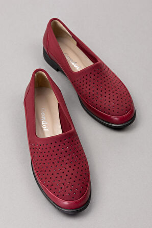 Gondol Hakiki Deri Üzeri Strecli Taş Detaylı Günlük Ayakkabı vdt.194