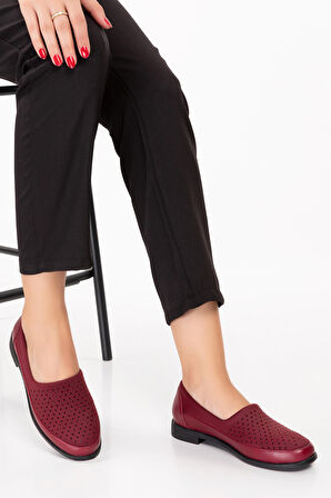 Gondol Hakiki Deri Üzeri Strecli Taş Detaylı Günlük Ayakkabı vdt.194