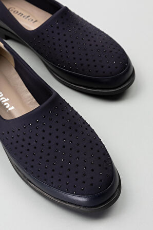 Gondol Hakiki Deri Üzeri Strecli Taş Detaylı Günlük Ayakkabı vdt.194