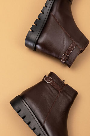 Gondol Kadın Hakiki Deri Petek Detaylı  Bot elnr.1450