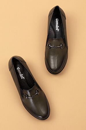 Gondol Kadın Hakiki Deri Anatomik Taban Tokalı Casual  Ayakkabı pyt.6210