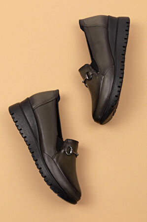 Gondol Kadın Hakiki Deri Anatomik Taban Tokalı Casual  Ayakkabı pyt.6210