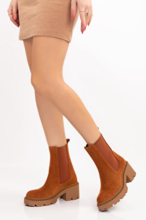 Gondol Hakiki Deri Kalın Taban Platform Topuklu Bot vtg.23801