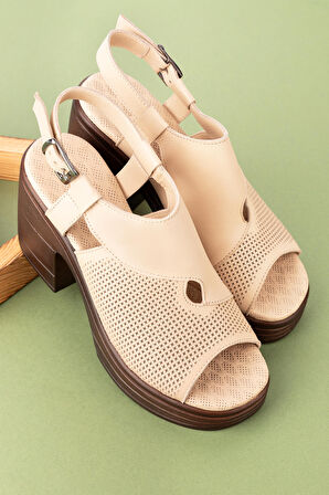 Gondol Kadın Hakiki Deri Platform Topuklu Şık Sandalet  msa.56