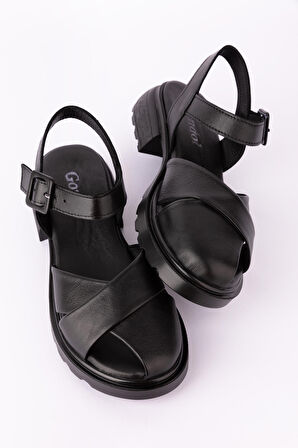 Gondol Hakiki Deri  Rahat Şık Sandalet elnr.523