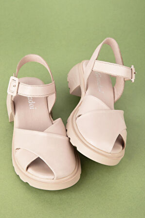 Gondol Hakiki Deri  Rahat Şık Sandalet elnr.523