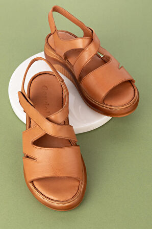 Gondol Hakiki Deri Ortopedik Taban Rahat Günlük Sandalet ımk.073