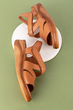 Gondol Hakiki Deri Ortopedik Taban Rahat Günlük Sandalet ımk.073