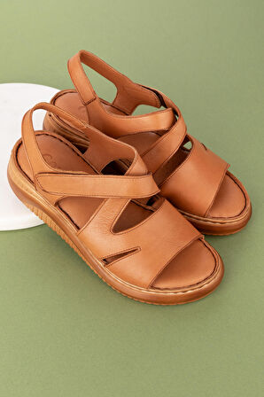 Gondol Hakiki Deri Ortopedik Taban Rahat Günlük Sandalet ımk.073