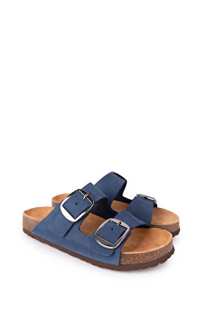 Gondol Kadın Hakiki Deri Çift Tokalı Günlük Şık Terlik usl.2339