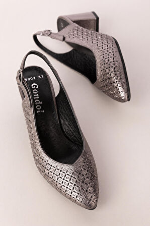 Gondol Hakiki Deri Lazer Kesim Şık Topuklu Ayakkabı şhn.2007