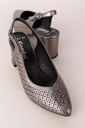 Gondol Hakiki Deri Lazer Kesim Şık Topuklu Ayakkabı şhn.2007