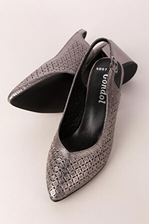 Gondol Hakiki Deri Lazer Kesim Şık Topuklu Ayakkabı şhn.2007