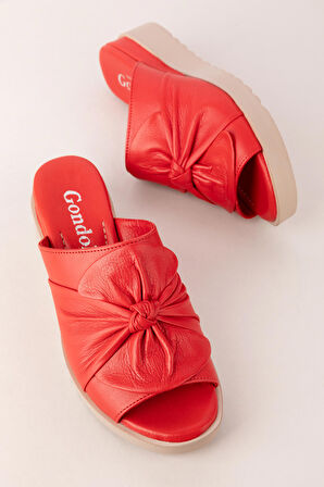 Gondol Hakiki Deri Şık Günlük Terlik elnr.454