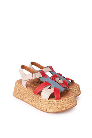 Gondol Kadın Hakiki Deri Platform Tabanlı Sandalet mlk.5204