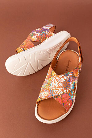 Gondol Kadın Hakiki Deri Rahat Cırtlı  Sandalet byz.253