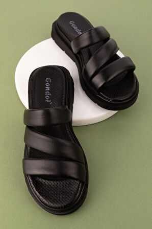 Gondol Kadın Hakiki Deri Rahat Günlük Şık Terlik ayh.45