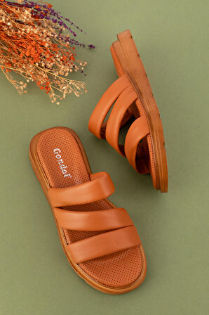 Gondol Kadın Hakiki Deri Rahat Günlük Şık Terlik ayh.45