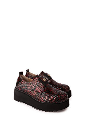 Gondol Lastik Detaylı Hakiki Deri Ayakkabı ast.8004 - Bordo Petek - 39