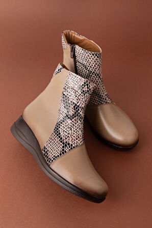 Gondol Kadın Hakiki Deri Yılan Detaylı  Bot elnr.5912