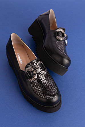 Gondol  Hakiki Deri Dolgu Topuklu Tokalı Ayakkabı ast.8403