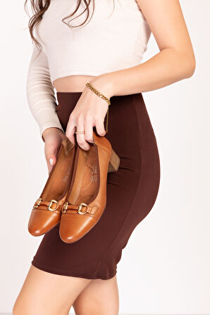 Gondol Kadın Hakiki Deri Günlük Rahat Topuklu Ayakkabı ell.7218