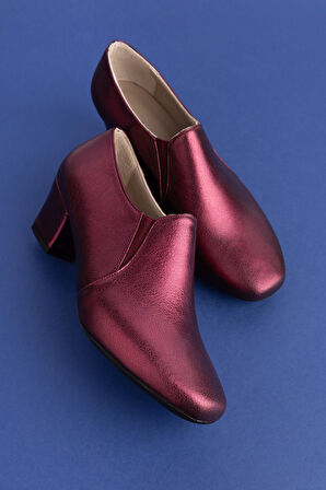 Gondol Hakiki Deri Klasik Orta Boy Topuklu Ayakkabı vdt.62