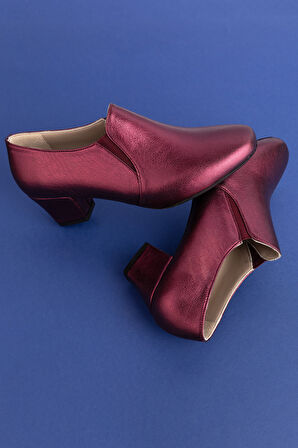 Gondol Hakiki Deri Klasik Orta Boy Topuklu Ayakkabı vdt.62