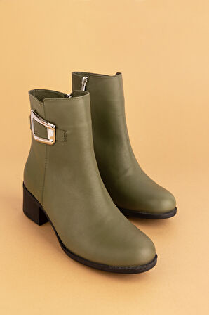 Gondol Kadın Hakiki Deri Klasik Topuklu Toka Detaylı  Bot anl.2919