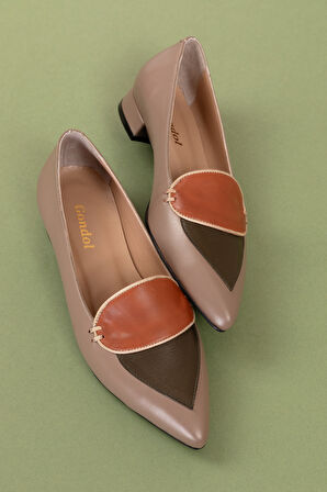 Gondol  Hakiki Deri Sivri Burunlu Kısa Topuklu Ayakkabı ast.8425