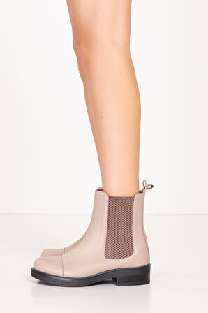 Gondol Hakiki Deri Lastikli Çekme Bot bel.1682 - Bej - 37