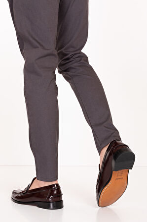 Gondol Erkek Hakiki Deri Kösele Loafer Ayakkabı ny.005 - Bordo Rugan - 44